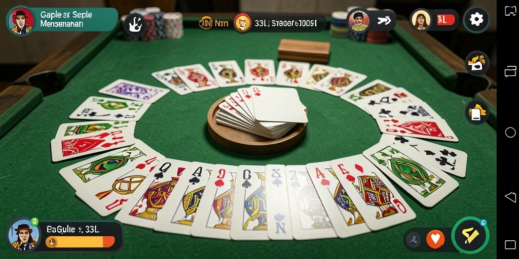 Tampilan gameplay 33L dengan suasana Gaple yang asyik.