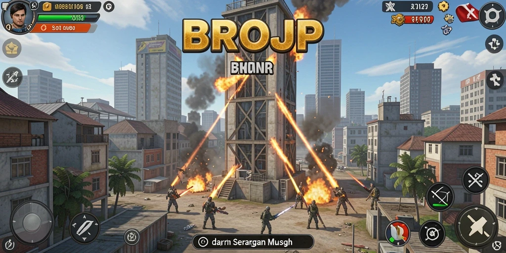 Screenshot gameplay BROJP menunjukkan menara yang berfungsi optimal melawan gelombang musuh.