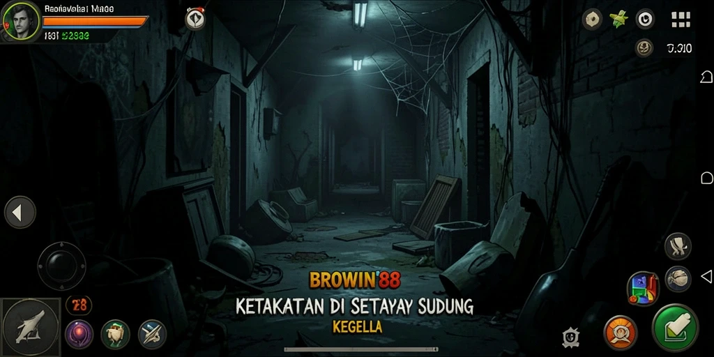 Screenshot gameplay menampilkan suasana menyeramkan dan ketegangan tinggi.