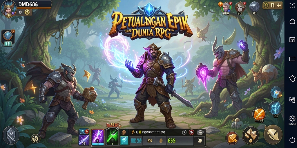 Ilustrasi gameplay DMD686 yang menegangkan dalam pertempuran RPG.