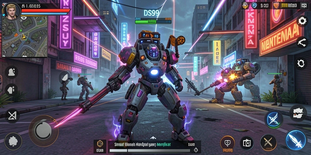 Tampilan gameplay DS99 yang menarik dan penuh warna.