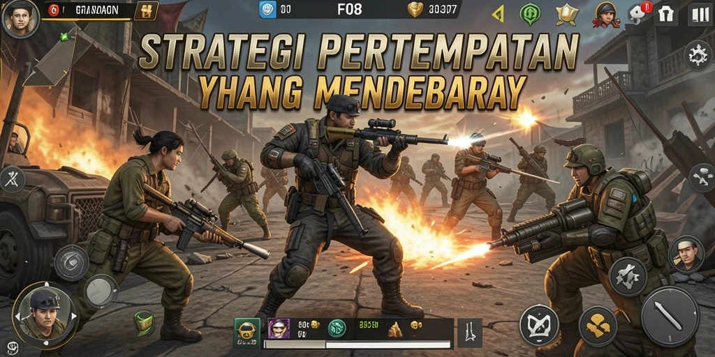 Screenshot F08 menampilkan aksi pertempuran strategi yang intens dan mendebarkan.