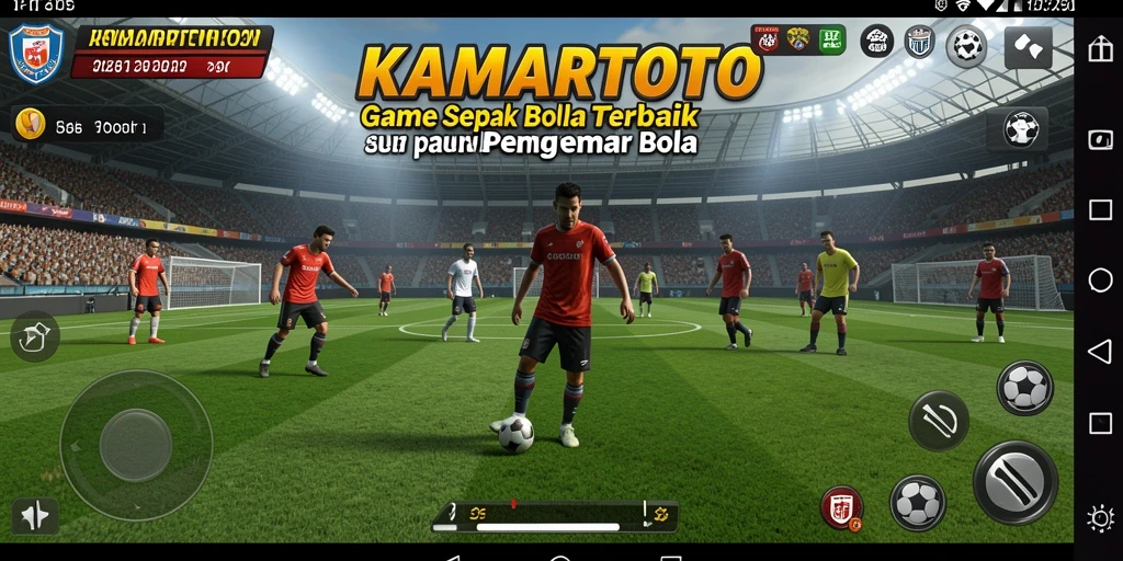 Tampilan gameplay menarik dari KAMARTOTO dengan aksi sepak bola nyata.