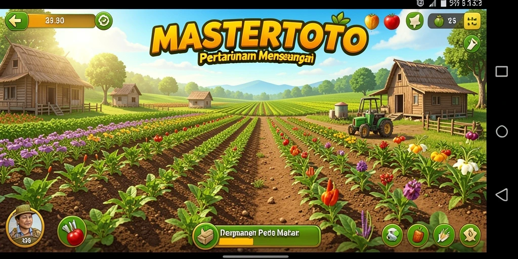 Screenshot gameplay MASTERTOTO menampilkan aktivitas pertanian yang seru.