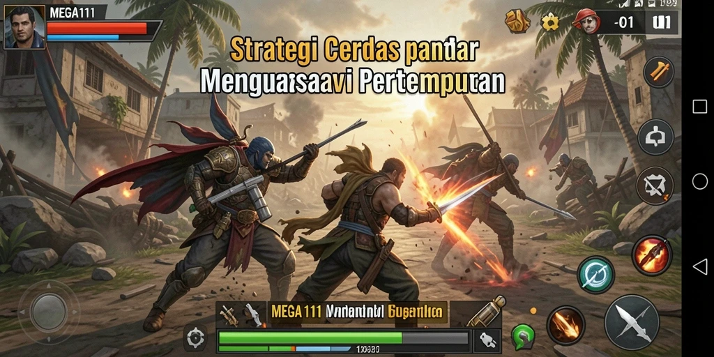 Tampilan seru gameplay MEGA111 dengan aksi pertempuran yang mendebarkan.