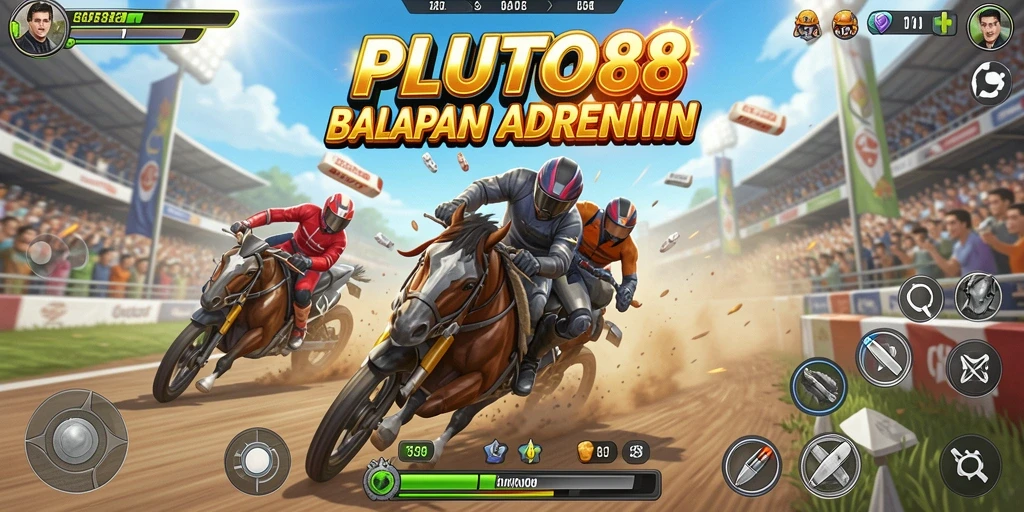 Tampilan screenshot gameplay PLUTO88 menampilkan balapan yang mendebarkan.