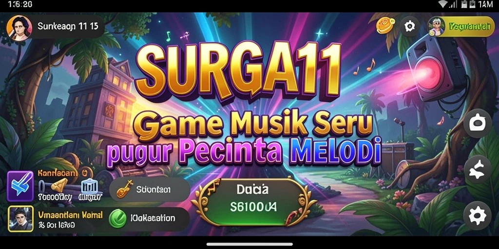 Tampilan gameplay SURGA11 yang menarik dengan berbagai pilihan lagu.