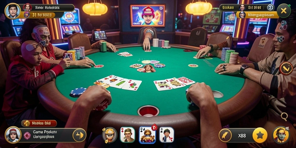 Screenshot gameplay X88 menampilkan suasana seru permainan Poker.